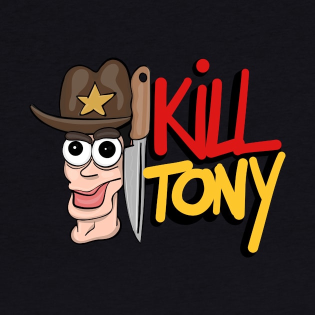 Kill Tony Fan Logo With Tony Hinchcliffe Head & Cowboy Hat With Handwritten Show Name (White) by Ina